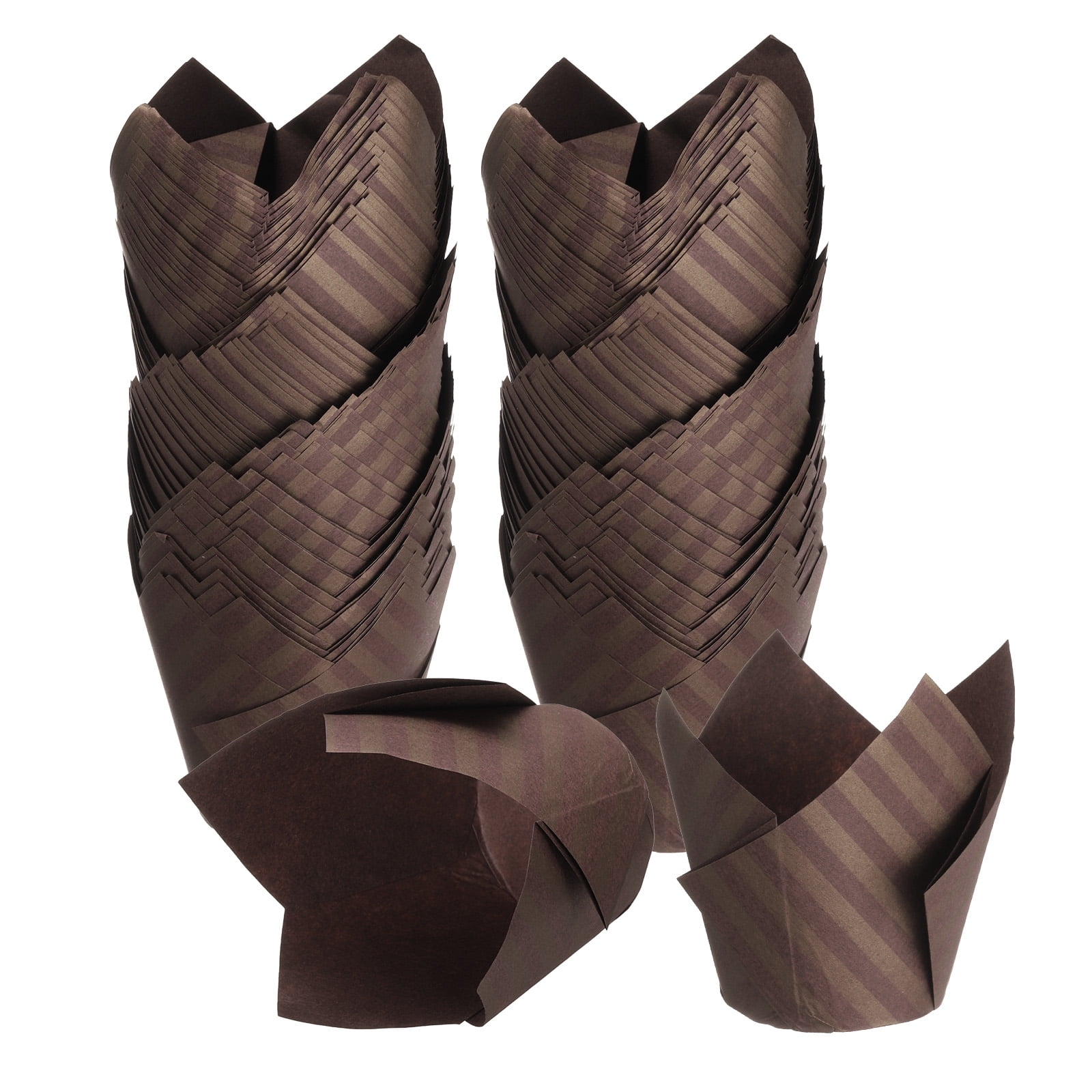 Unique Bargains Tulip Baking Cups Cupcake Muffins Liners Wedding Party Brown Brown