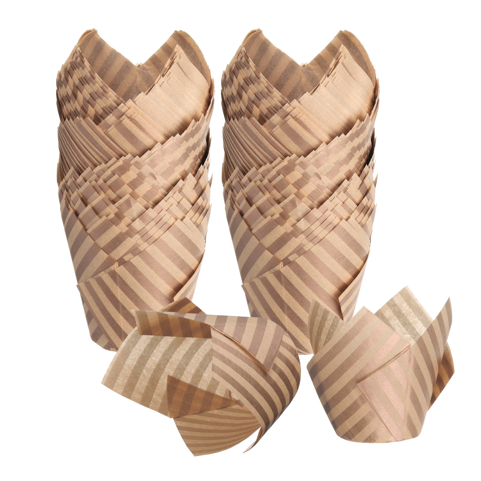 Unique Bargains Tulip Baking Cups Cupcake Muffins Liners Wedding Party Brown