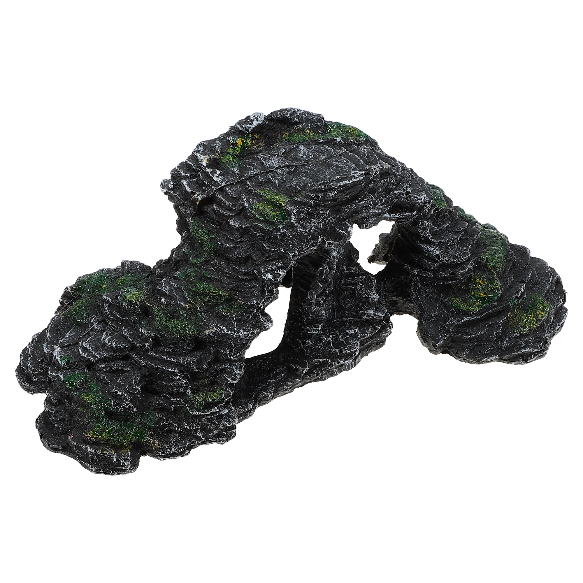 Unique Bargains Turtle Basking Platform Resin Tortoise Rock Aquarium Ornament 11.7"x6"x4.3" Black Green