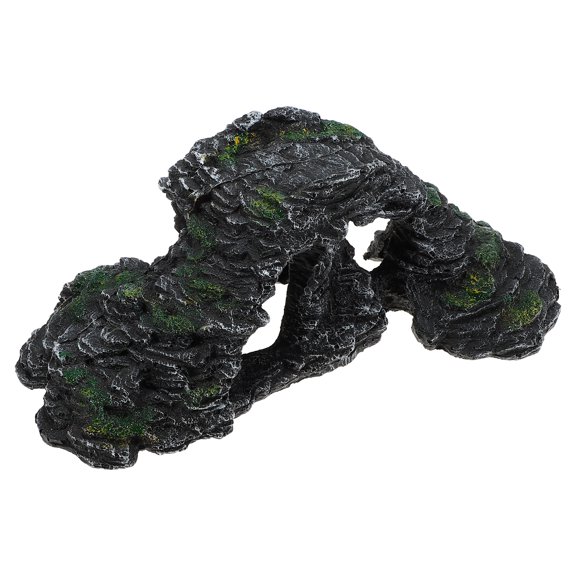 Unique Bargains Turtle Basking Platform Resin Tortoise Rock Aquarium Ornament 11.7"x6"x4.3" Black Green