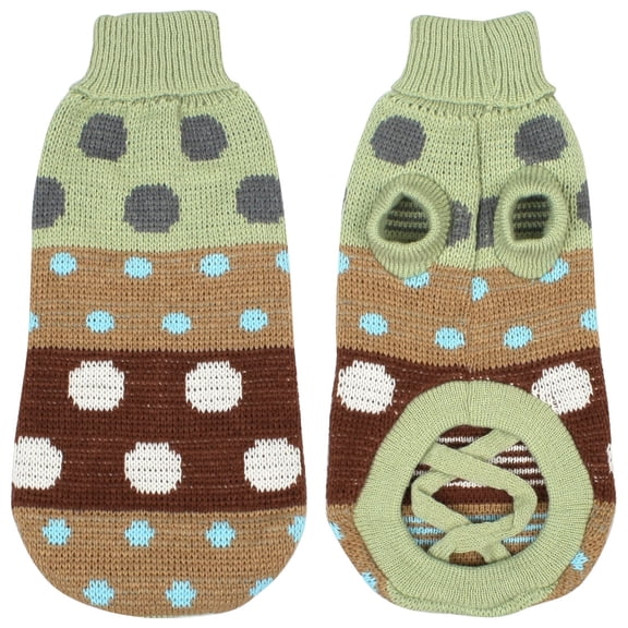 Unique Bargains Turtleneck Colored Polka Dot Pet Dog Sweater Clothes Pale Green XS