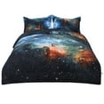 thumbnail image 1 of Unique Bargains Twin 3 Pieces Galaxy Pattern Blue All-season Down Comforter Set, 1 of 8