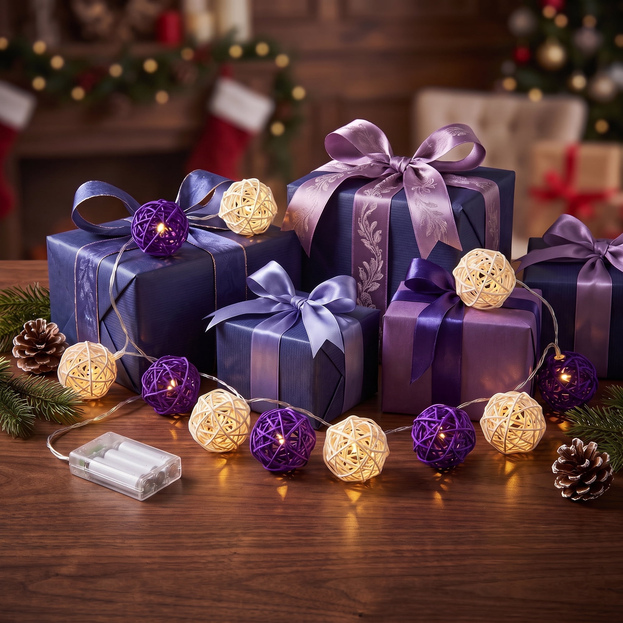 Unique Bargains Twinkle Light for Use with Flexible Design 13.1 ft Purple Battery Operated