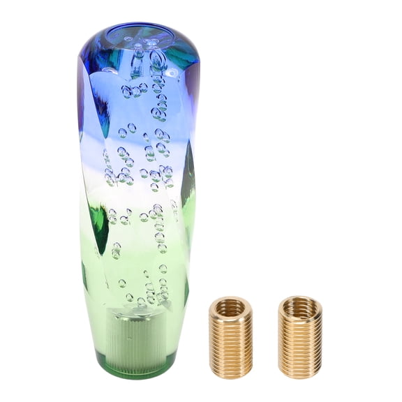 Unique Bargains Twisted Pattern Crystal Shift Knob Gear Shifter Knob Acrylic Stick Shifter Lever Knob for Automatic and Manual Vehicle with 2 Adapter Blue Green 1 Set