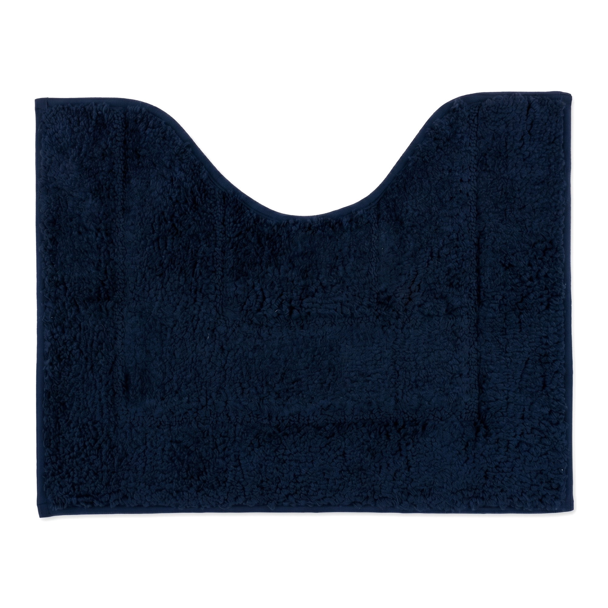 Unique Bargains U-Shaped Absorbent Non Slip Machine Washable Bath Mat Dark Blue 20" x 16"