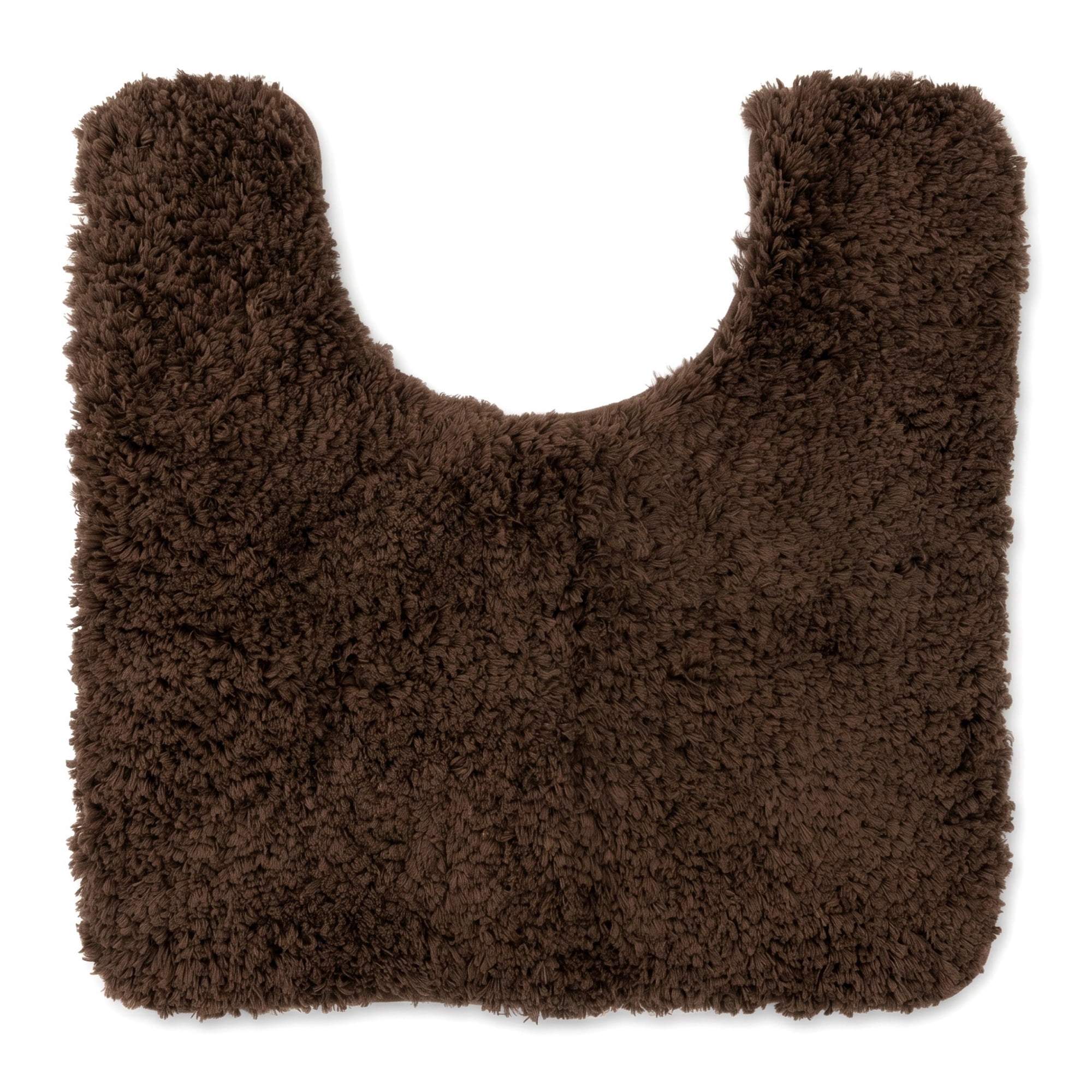 Unique Bargains U-Shaped Absorbent Non Slip Washable Plush Bath Mat Brown 20" x 20"