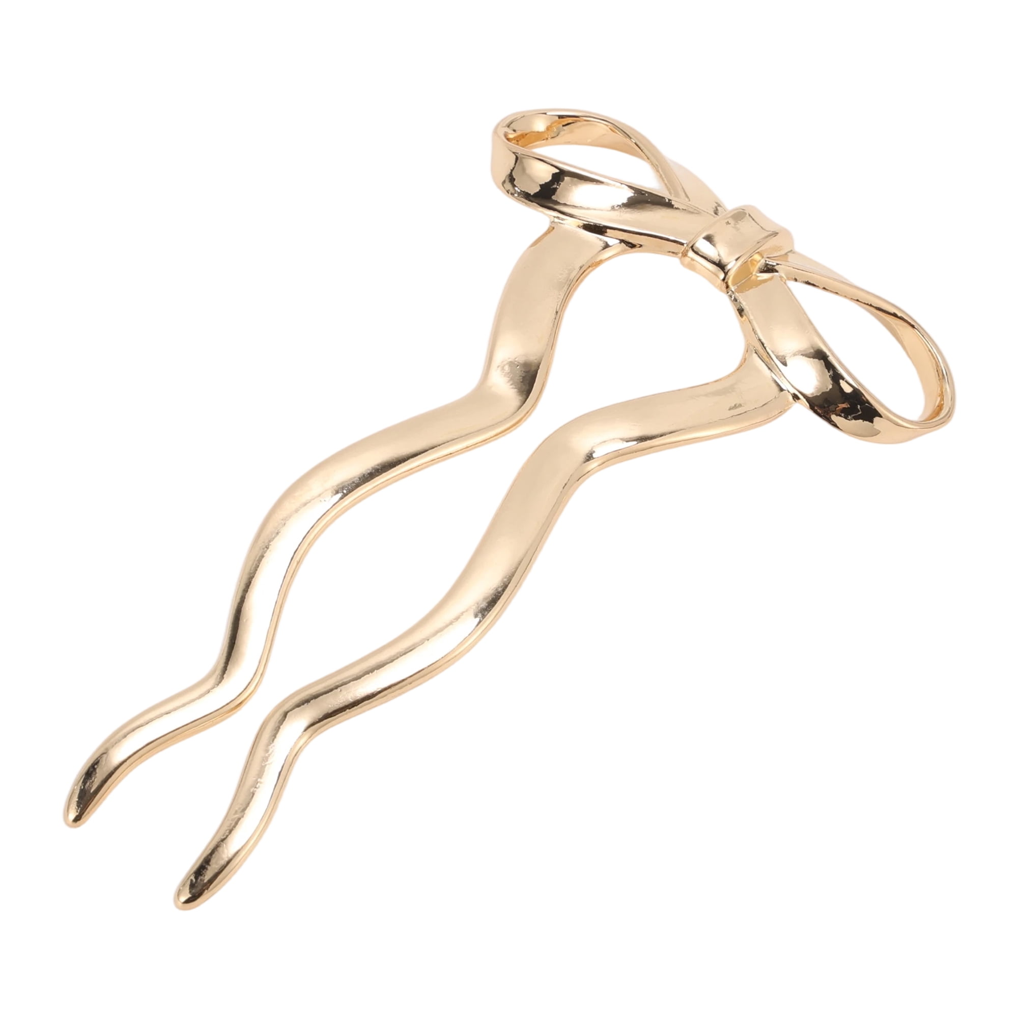 Unique Bargains U-shaped Bow Decorative Hairpin for Women 1 Pc Gold Tone