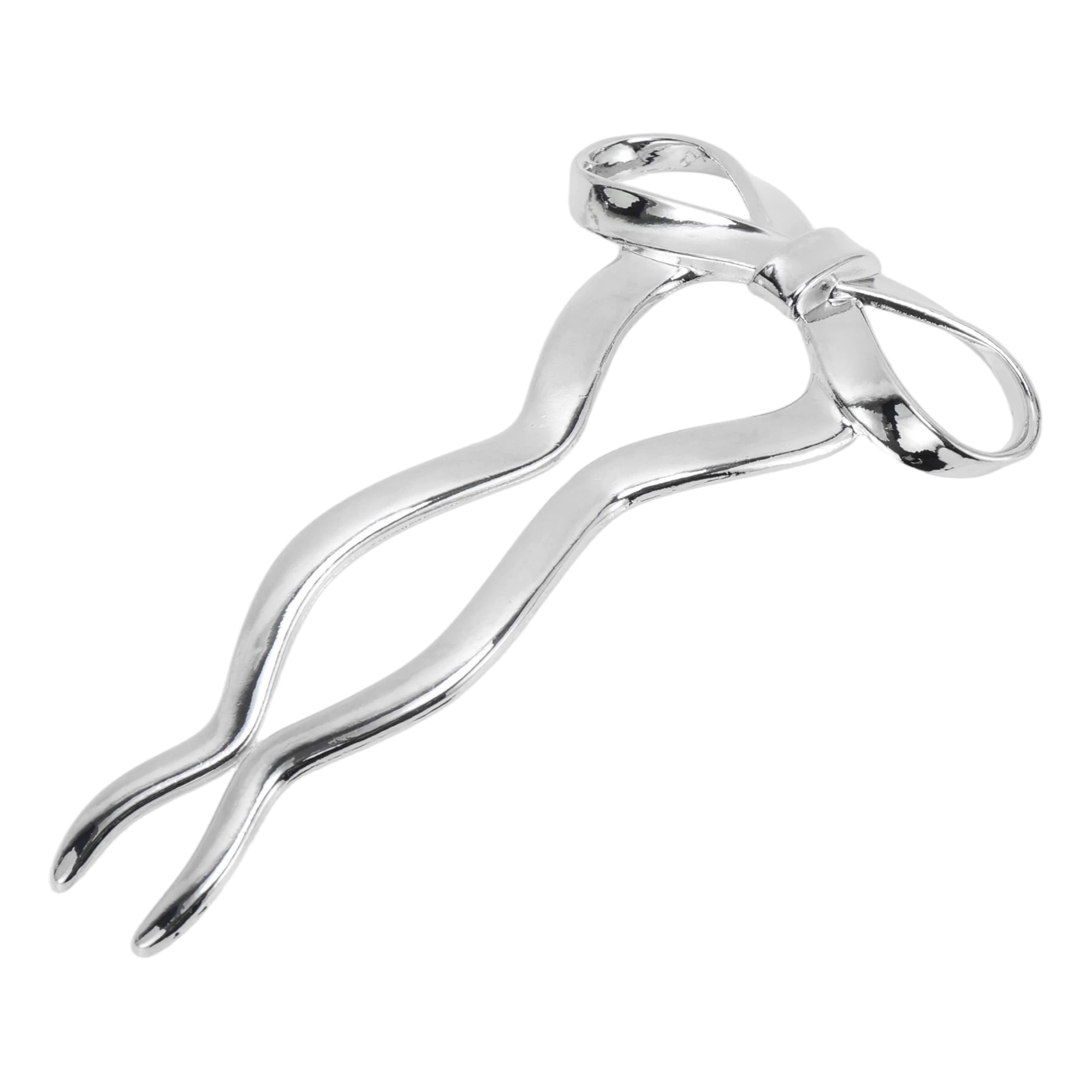 Unique Bargains U-shaped Bow Decorative Hairpin for Women 1 Pc Silver Tone