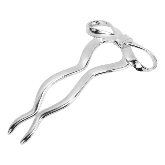 Unique Bargains U-shaped Bow Decorative Hairpin for Women 1 Pc Silver Tone
