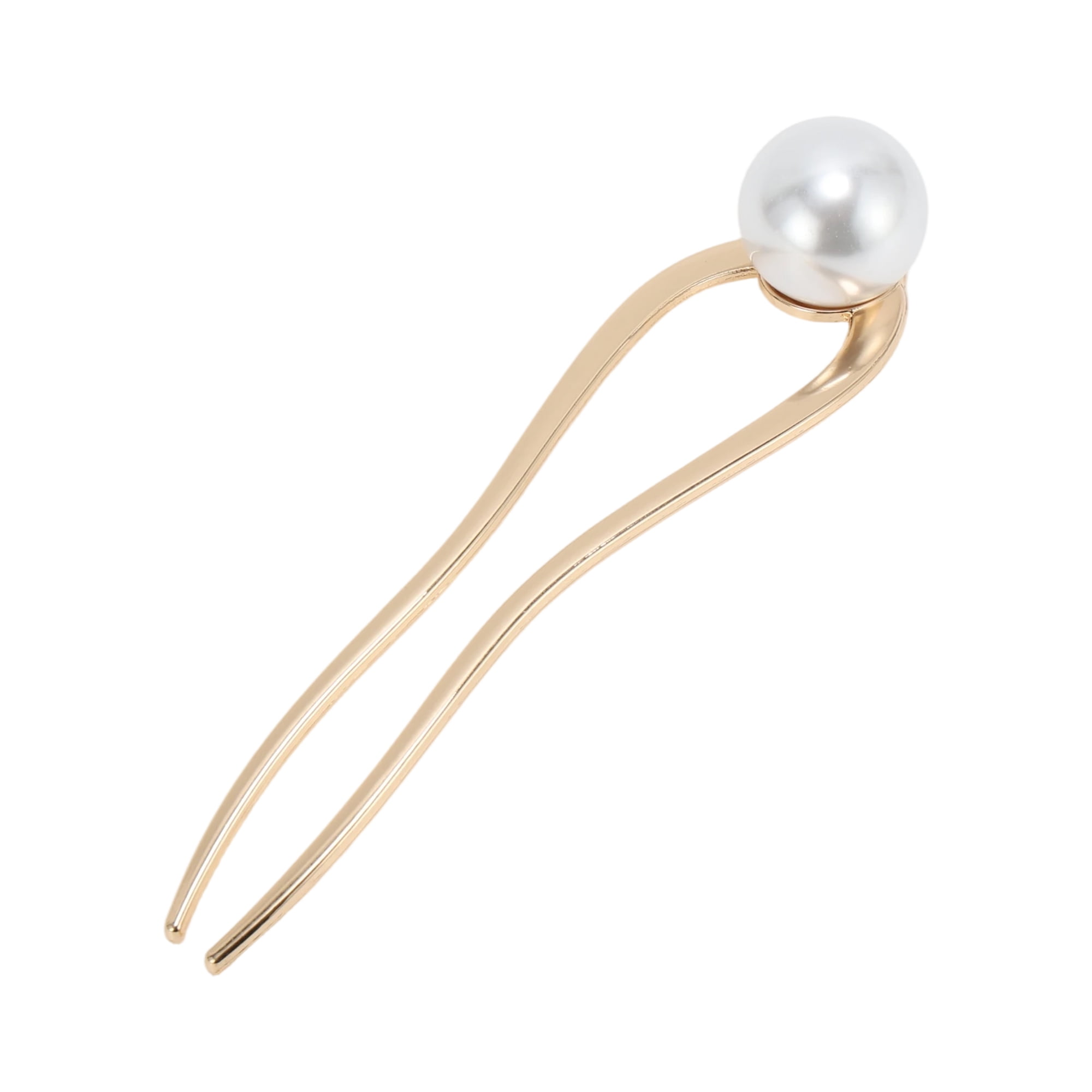 Unique Bargains U-shaped Faux Pearl Decorative Hairpin for Women 1 Pc Gold Tone