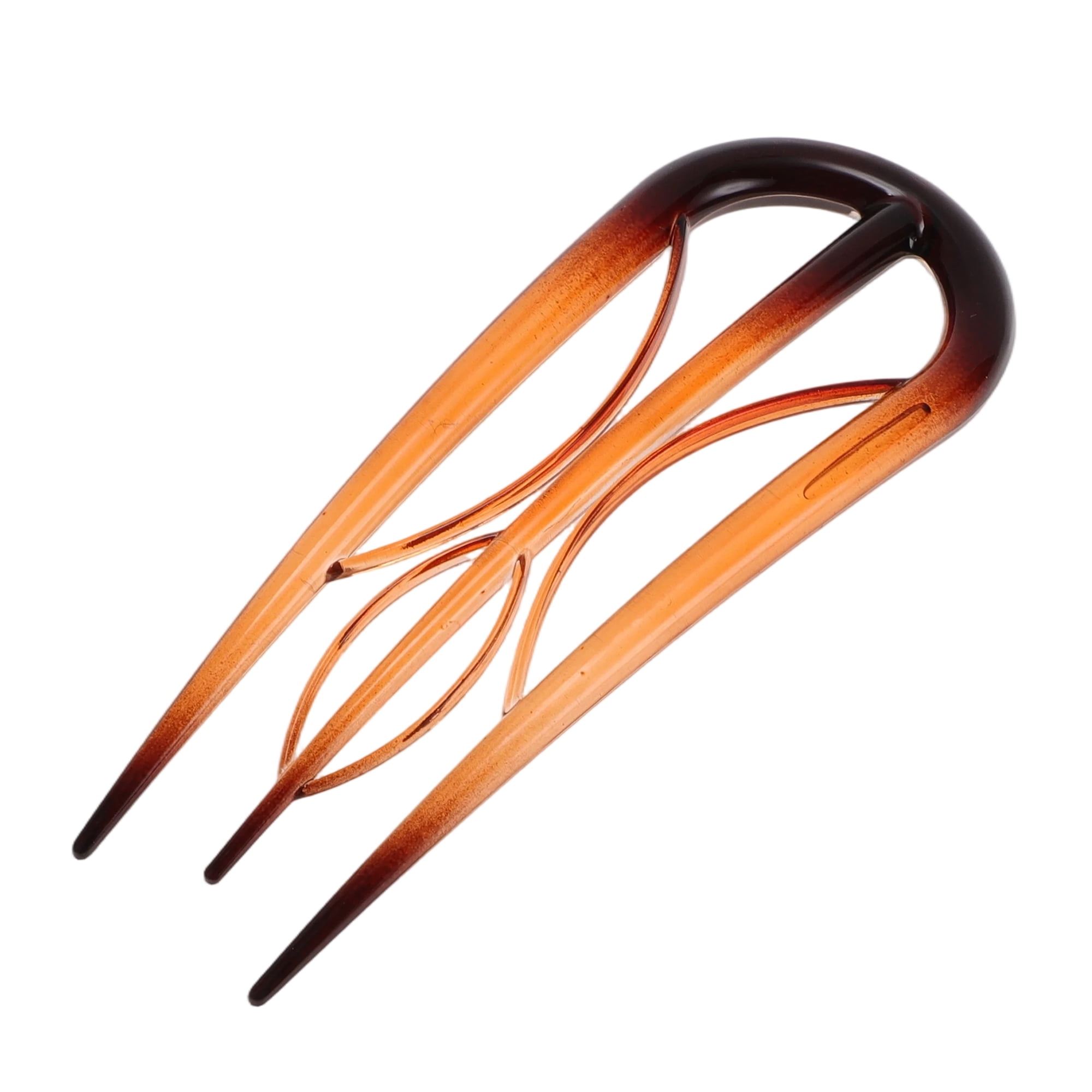 Unique Bargains U-shaped Hair Pin 3.94"x1.50" 1 Pc Transparent Brown