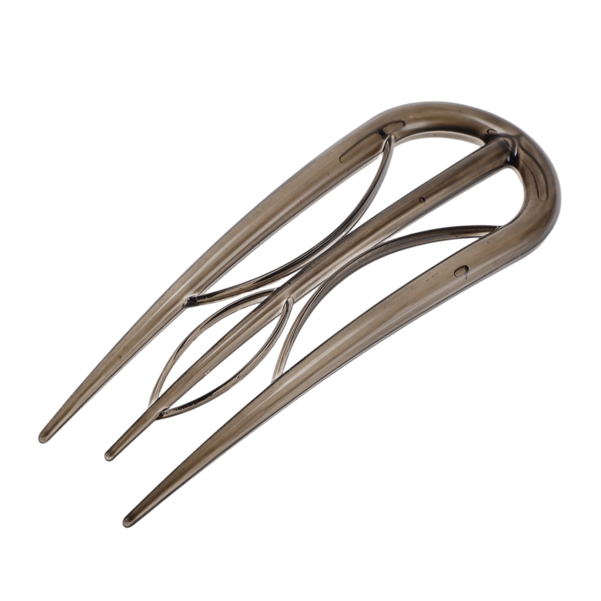 Unique Bargains U-shaped Hair Pin 3.94"x1.50" 1 Pc Transparent Dark Gray