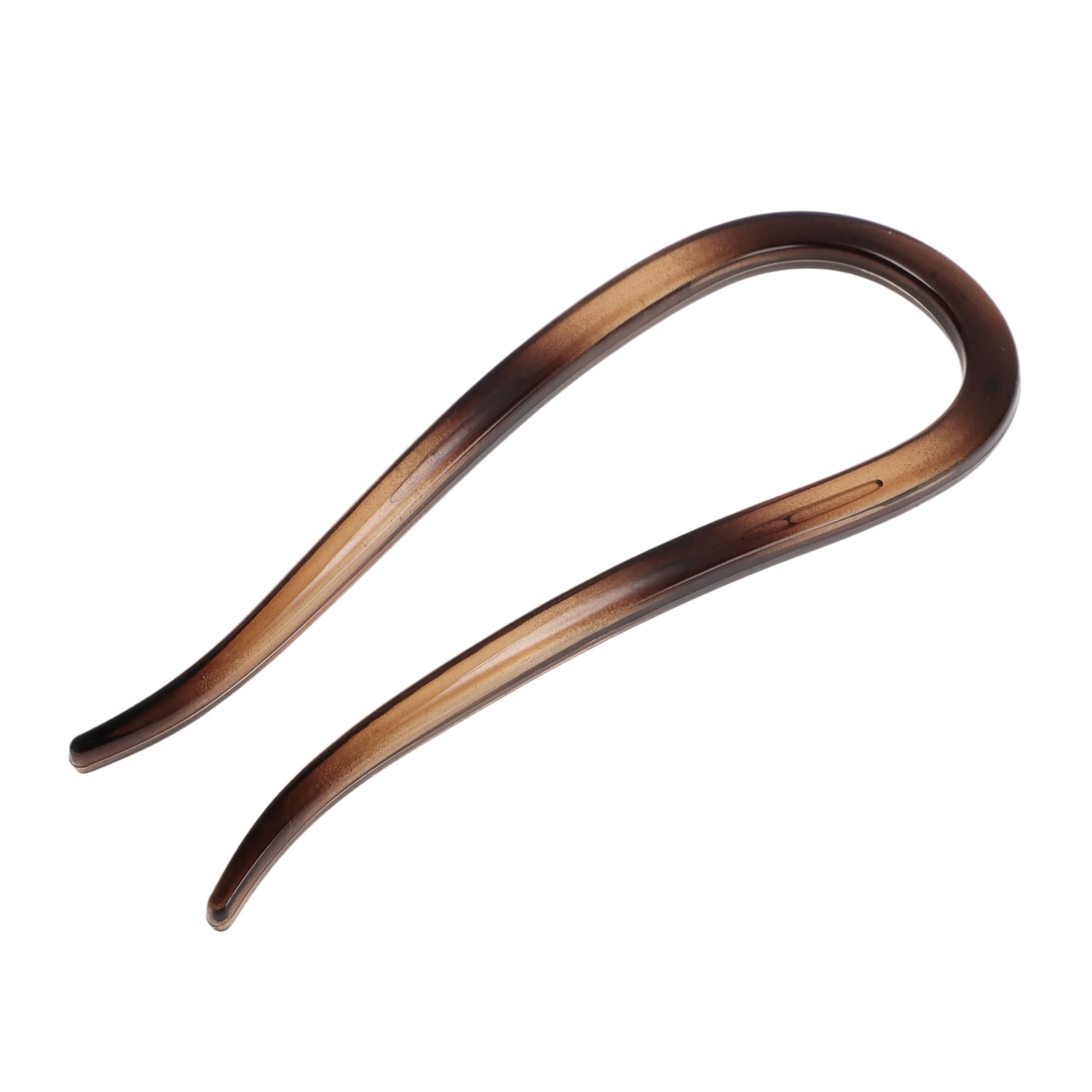 Unique Bargains U-shaped Hair Pin 4.33"x1.57" 1 Pc Dark Brown, Transparent Brown