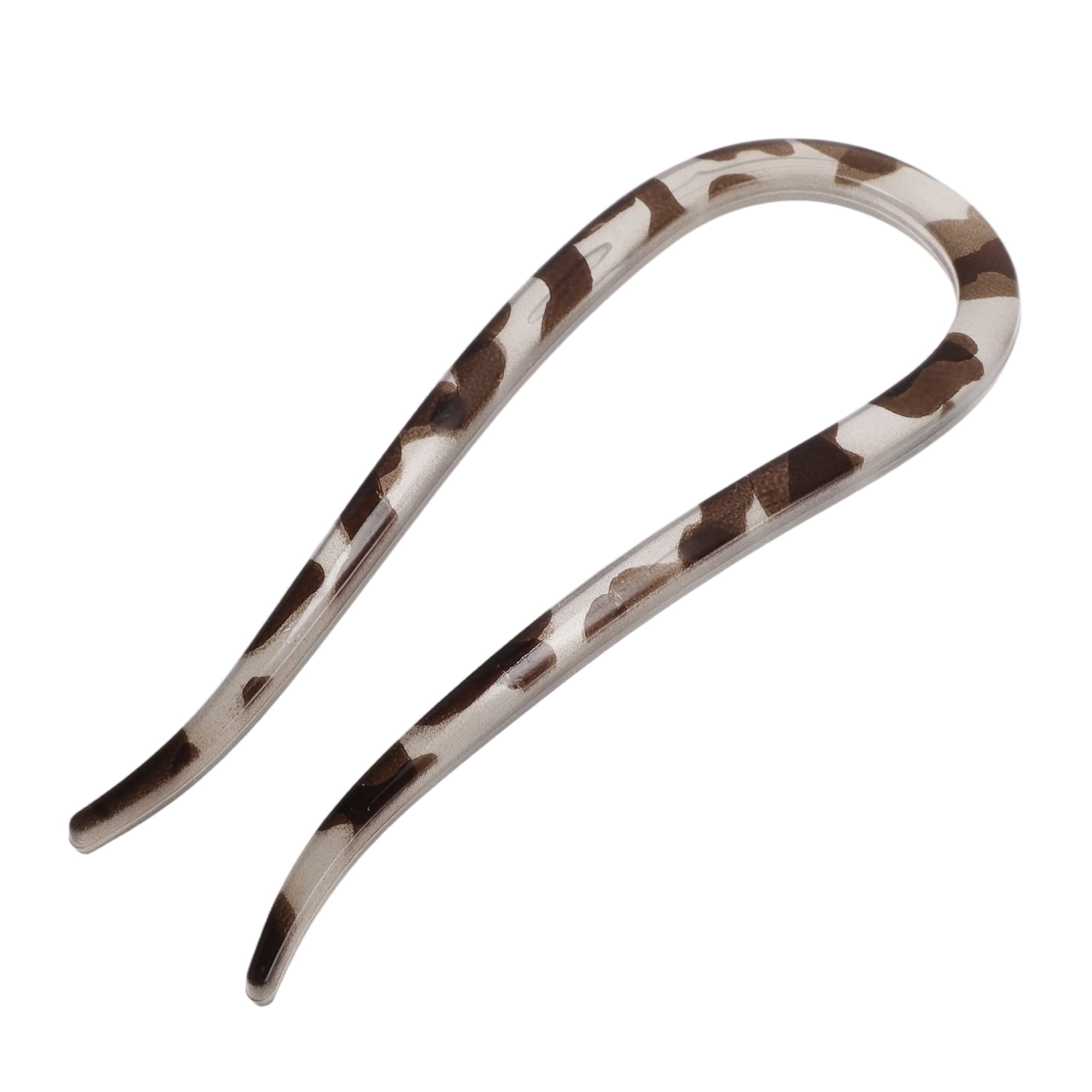 Unique Bargains U-shaped Hair Pin 4.33"x1.57" 1 Pc Dark Brown, Transparent Gray