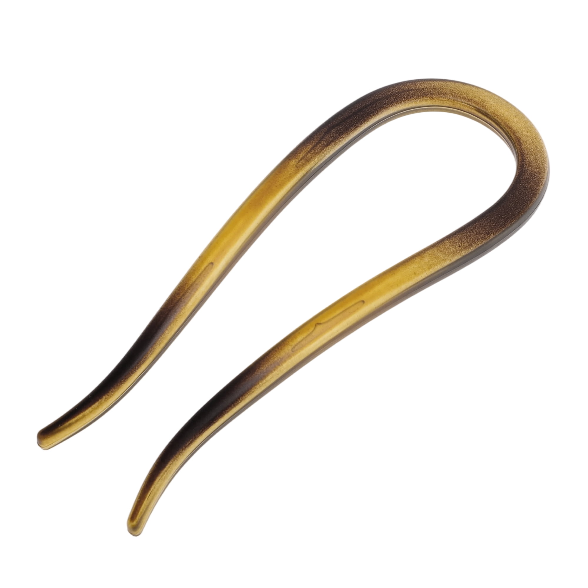Unique Bargains U-shaped Hair Pin 4.33"x1.57" 1 Pc Dark Brown, Transparent Yellow