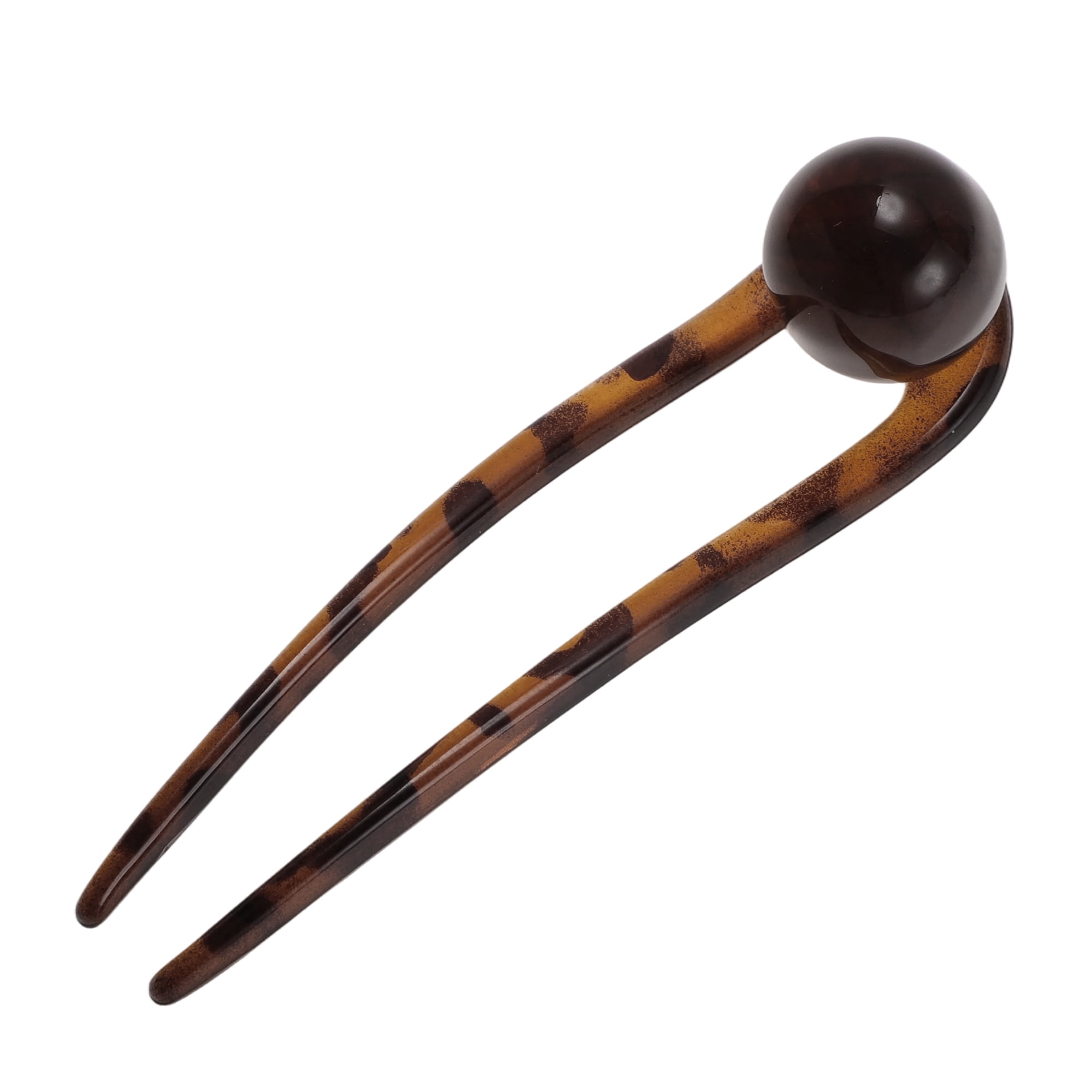 Unique Bargains U-shaped Hair Pin 4.53"x1.18" 1 Pc Glossy Brown, Transparent Yellow