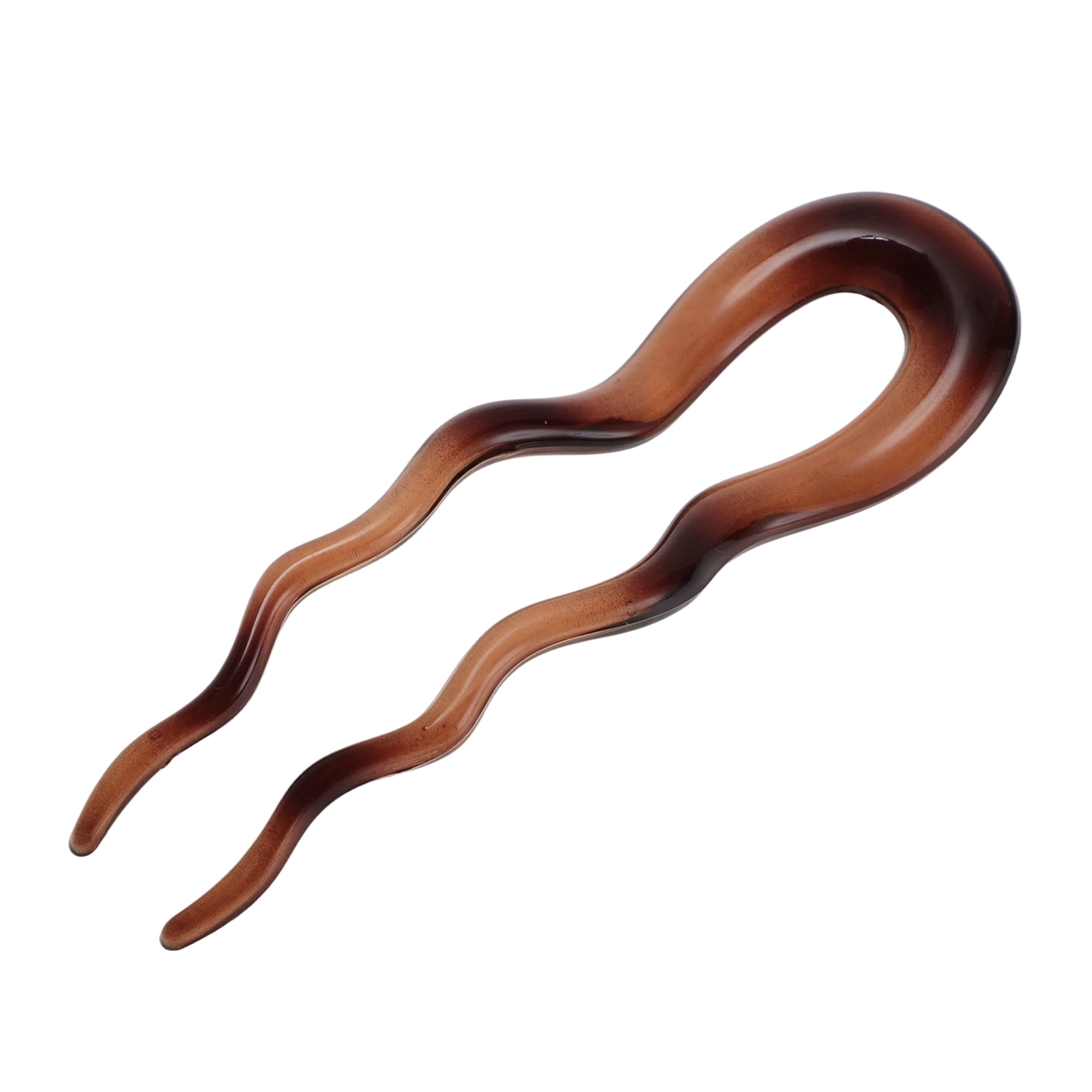 Unique Bargains U-shaped Hair Pin 5.12"x1.57" 1 Pc Transparent Brown, Dark Brown