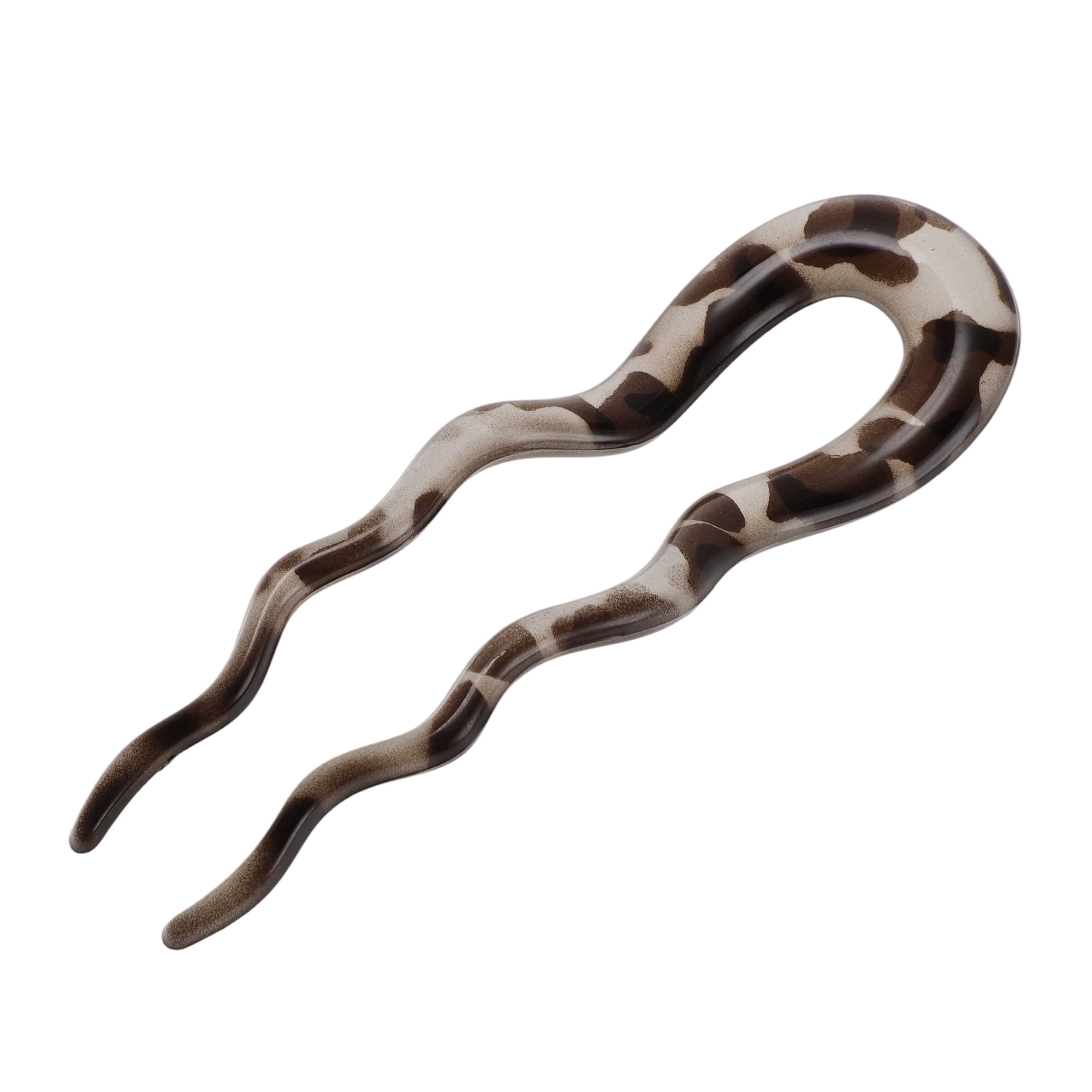 Unique Bargains U-shaped Hair Pin 5.12"x1.57" 1 Pc Transparent White, Dark Brown