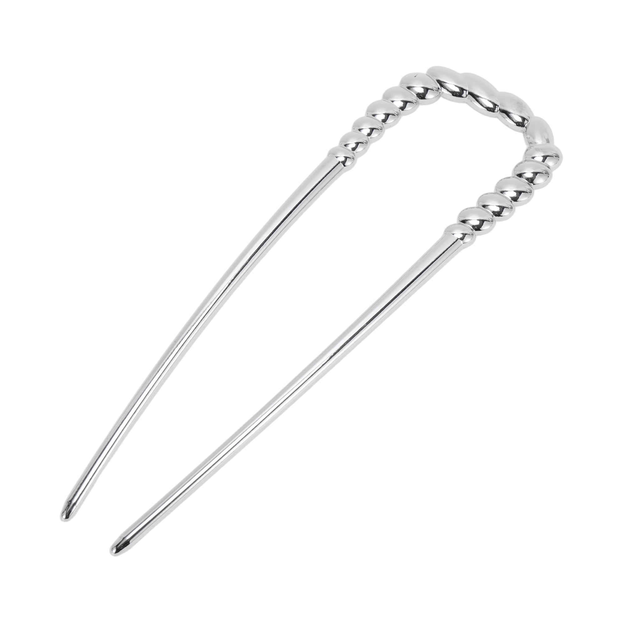 Unique Bargains U-shaped Twisted Hair Pin for Women 1 Pc Silver Tone