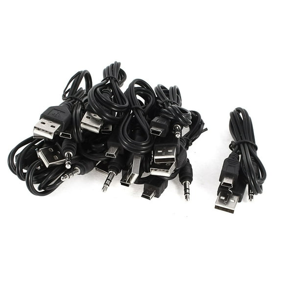 Unique Bargains USB B Male to USB 2.0 3.5mm Stereo Plug Audio Data Cord 50cm 20-inch 10 Pcs