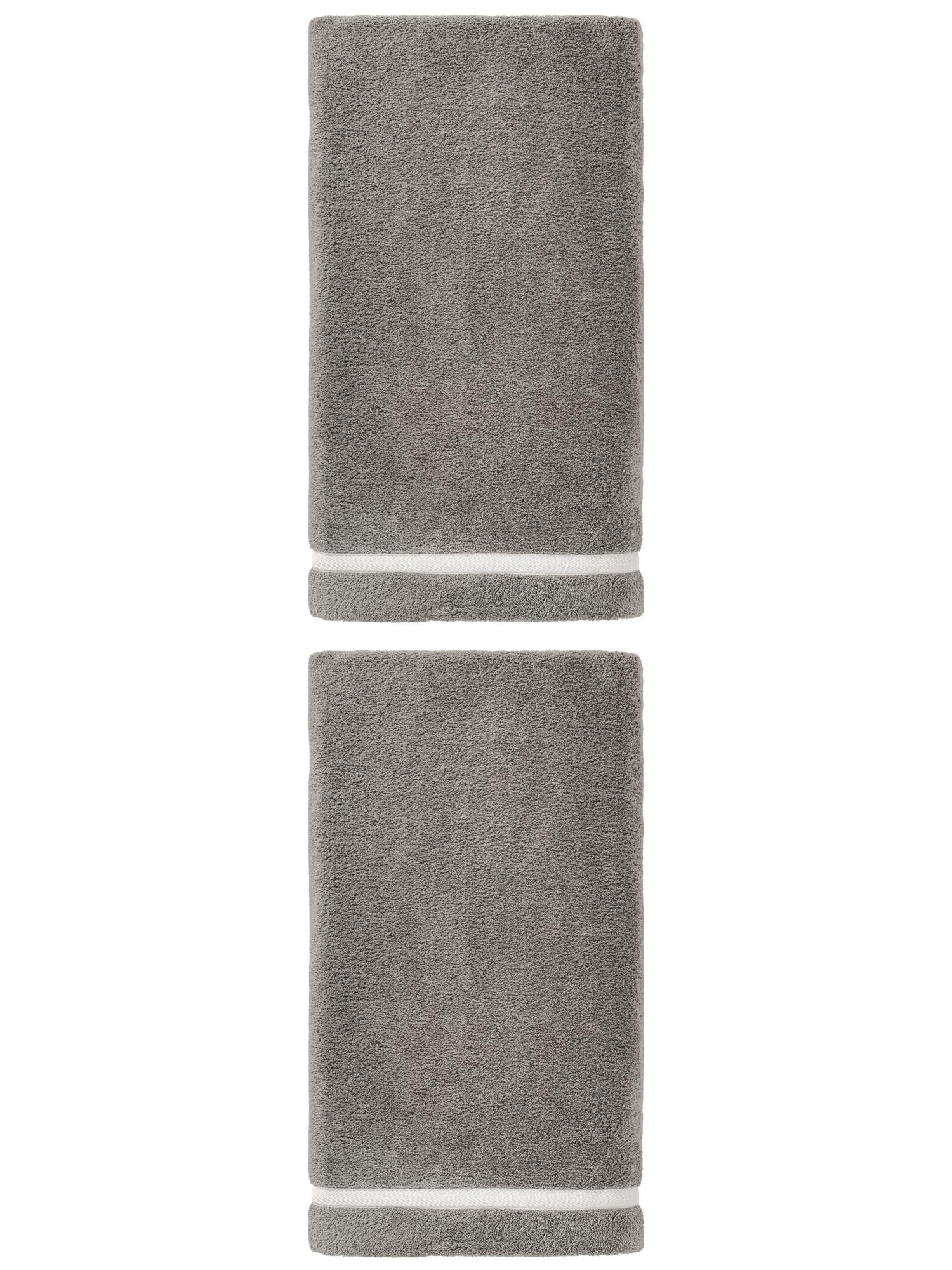 Unique Bargains Ultra Soft Absorbent Coral Fleece Bath Towel 2 Pack Grey 63"x31"