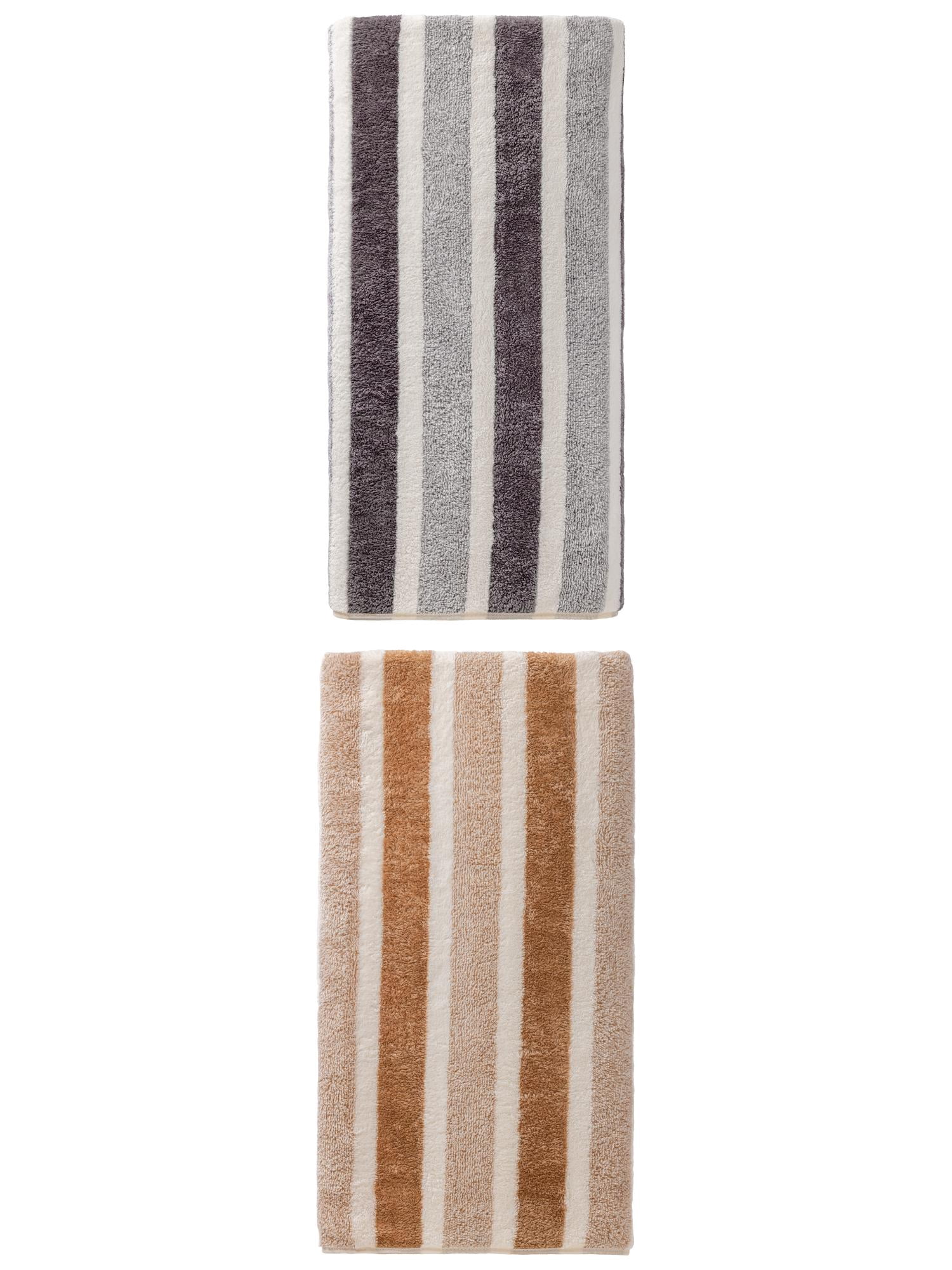 Unique Bargains Ultra Soft Absorbent Coral Fleece Bath Towel 2 Pack Grey/Brown 71"x35"