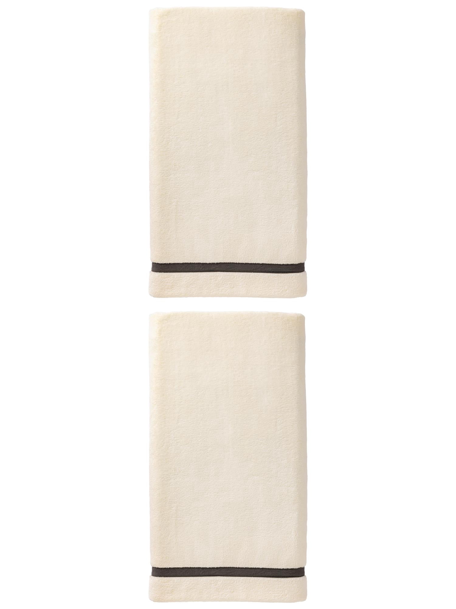 Unique Bargains Ultra Soft Absorbent Coral Fleece Towel 2 Pack Beige 63"x31"