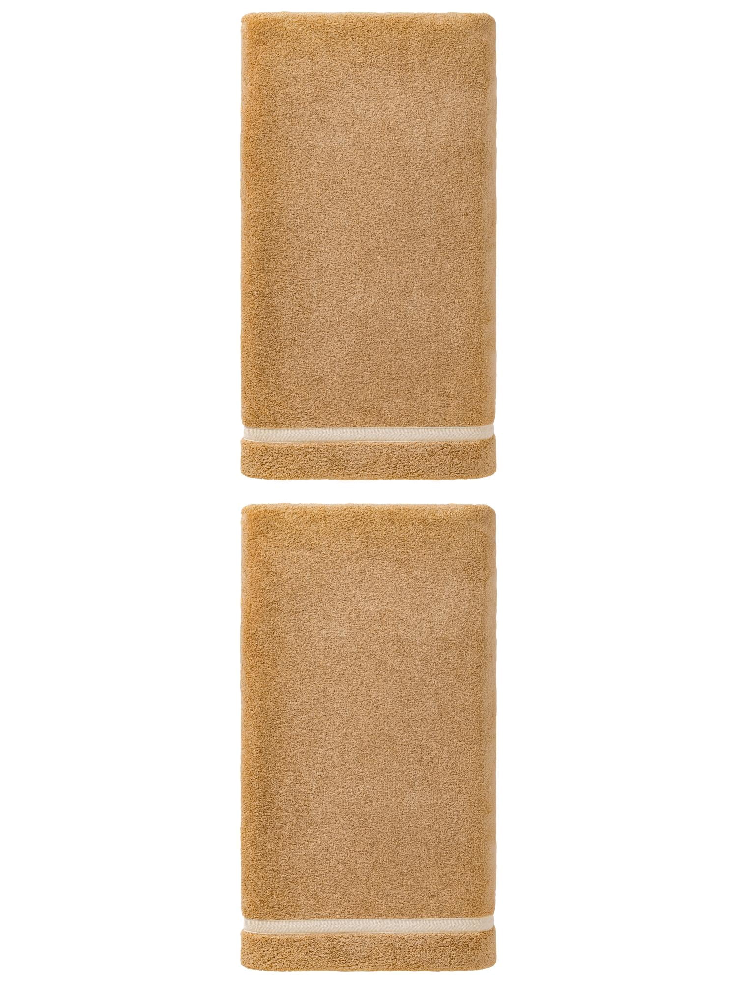 Unique Bargains Ultra Soft Absorbent Coral Fleece Towel 2 Pack Brown 63"x31"