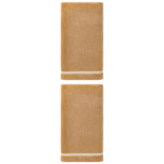 Unique Bargains Ultra Soft Absorbent Coral Fleece Towel 2 Pack Brown 63"x31"