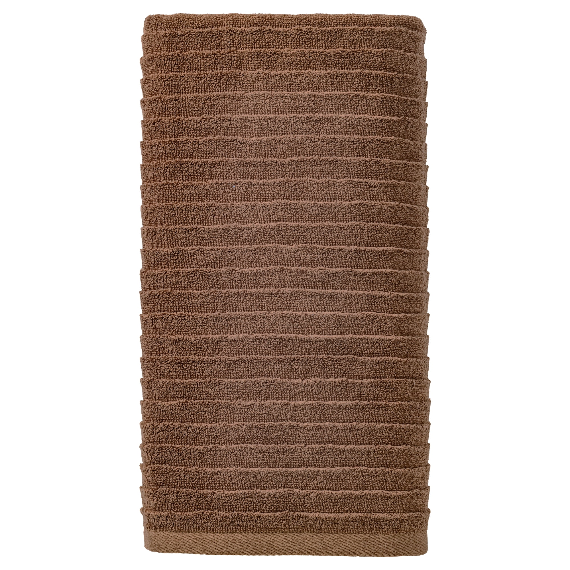 Unique Bargains Ultra Soft Absorbent Striped Cotton Bath Towel Dark Brown 55" x 28"