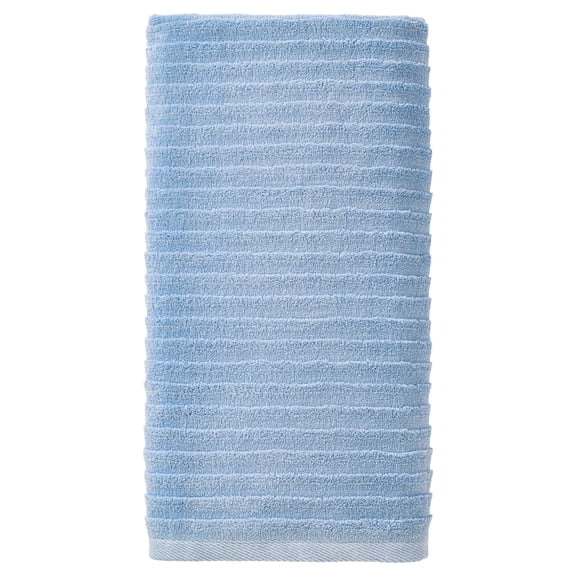 Unique Bargains Ultra Soft Absorbent Striped Cotton Bath Towel Light Blue 55" x 28"