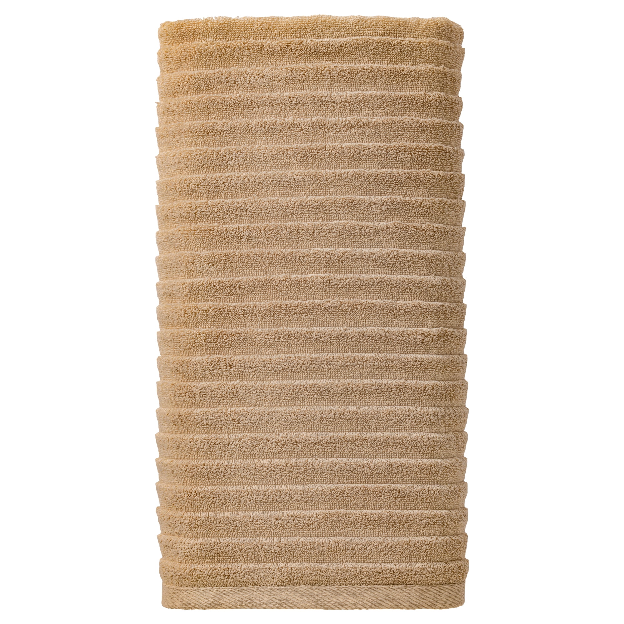 Unique Bargains Ultra Soft Absorbent Striped Cotton Bath Towel Light Brown 55" x 28"
