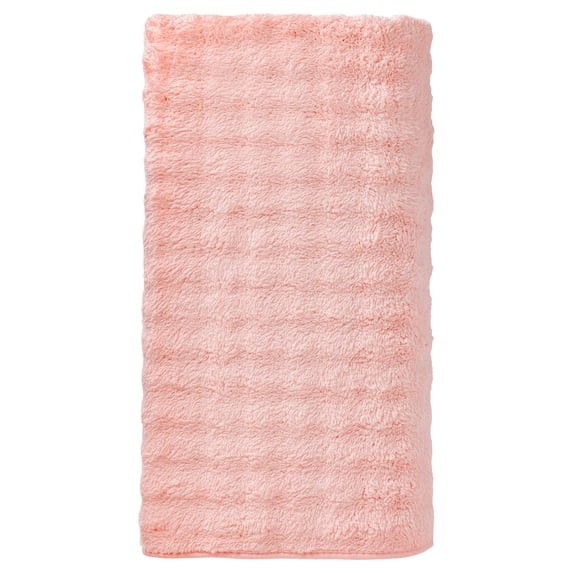 Unique Bargains Ultra Soft Coral Fleece Fade Resistant Plush Bath Towel Pink 55" x 28"