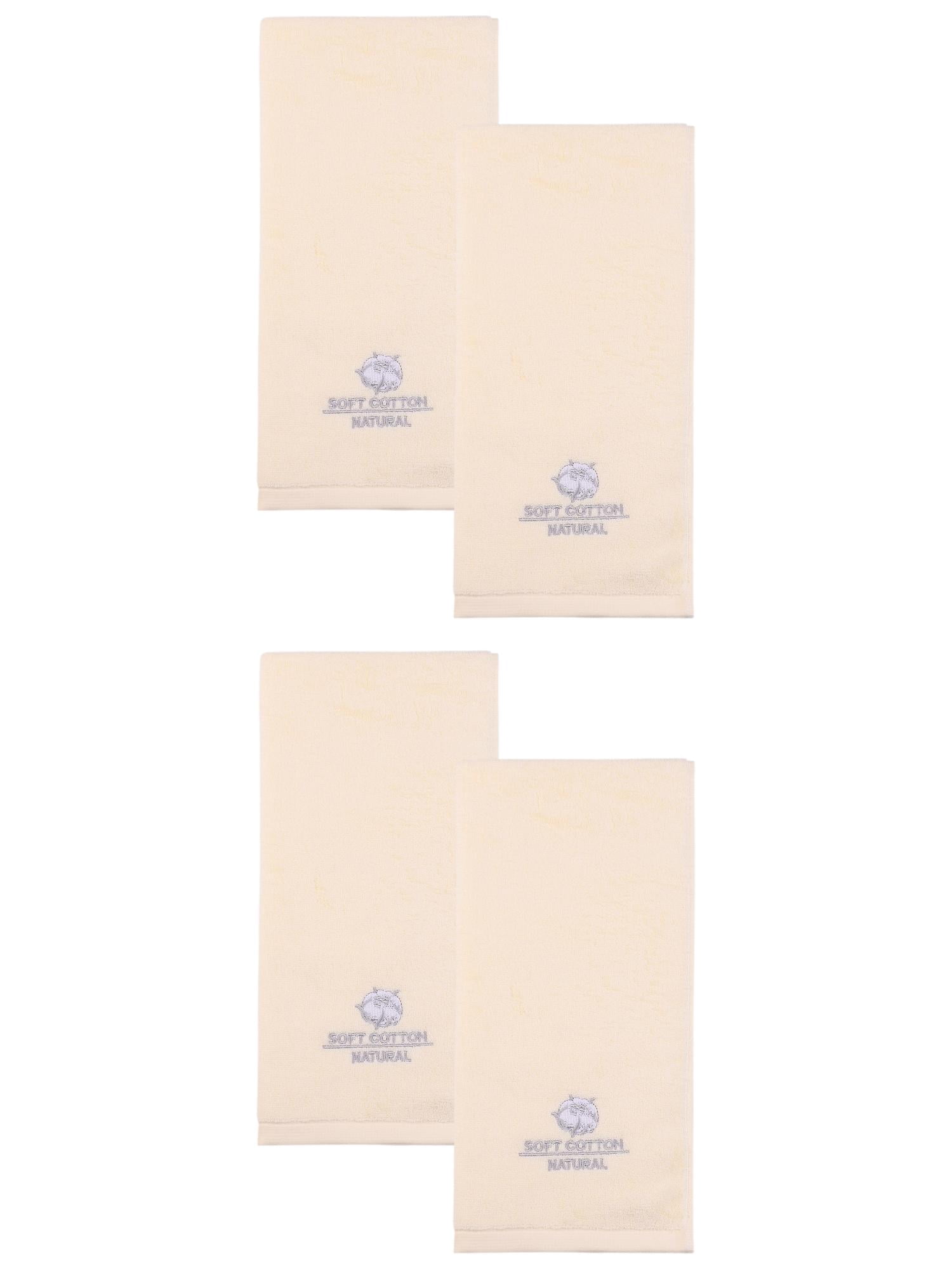 Unique Bargains Ultra Soft Cotton Absorbent Hand Towel with Embroidery Beige 29" x 13"