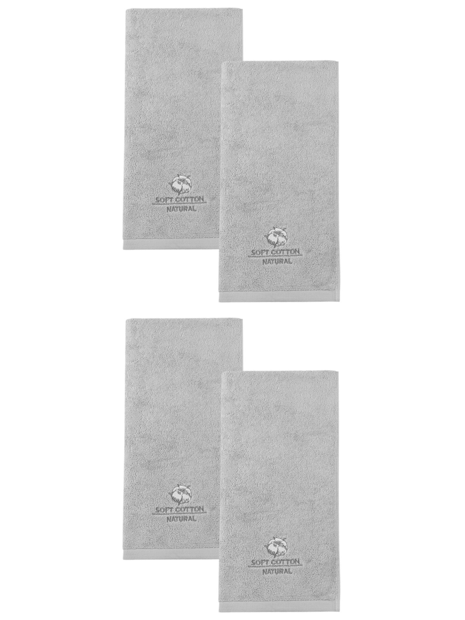 Unique Bargains Ultra Soft Cotton Absorbent Hand Towel with Embroidery Grey 29" x 13"