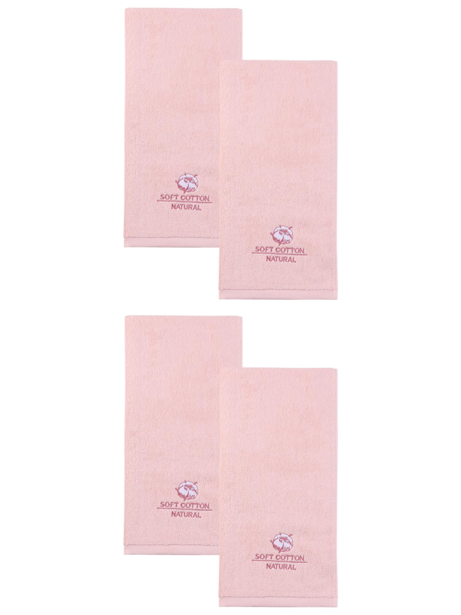 Unique Bargains Ultra Soft Cotton Absorbent Hand Towel with Embroidery Pink 29" x 13"