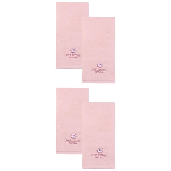 Unique Bargains Ultra Soft Cotton Absorbent Hand Towel with Embroidery Pink 29" x 13"