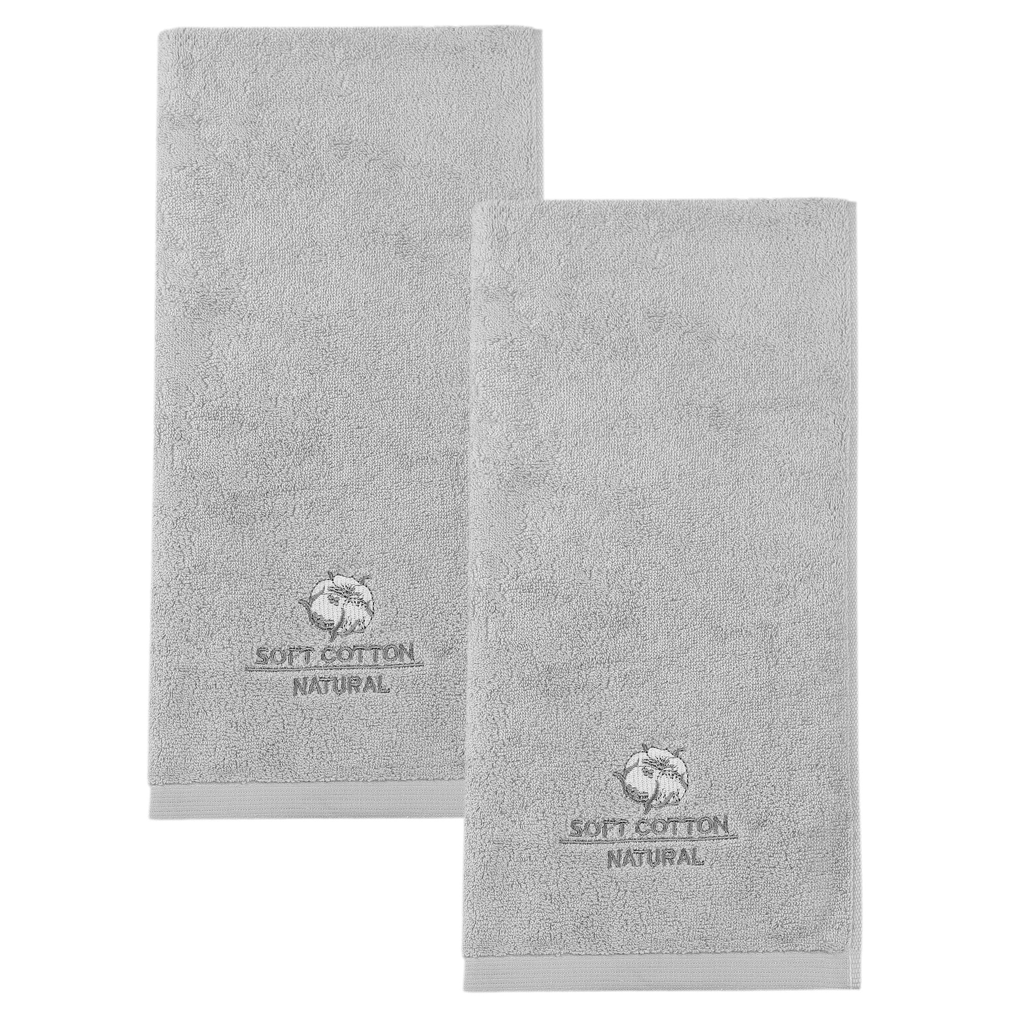 Unique Bargains Ultra Soft Cotton Hand Towel with Cute Embroidery Grey 2pcs