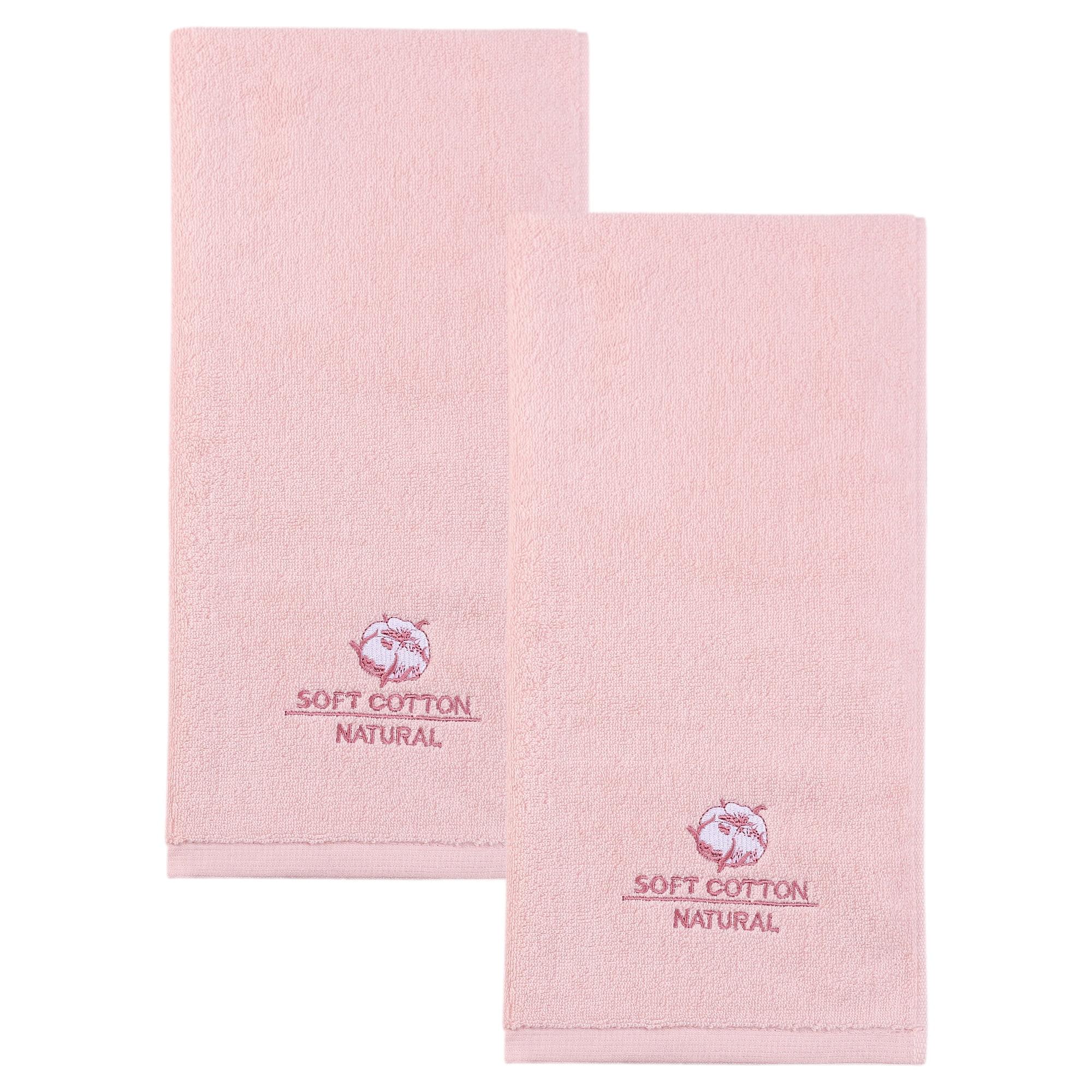 Unique Bargains Ultra Soft Cotton Hand Towel with Cute Embroidery Pink 2pcs