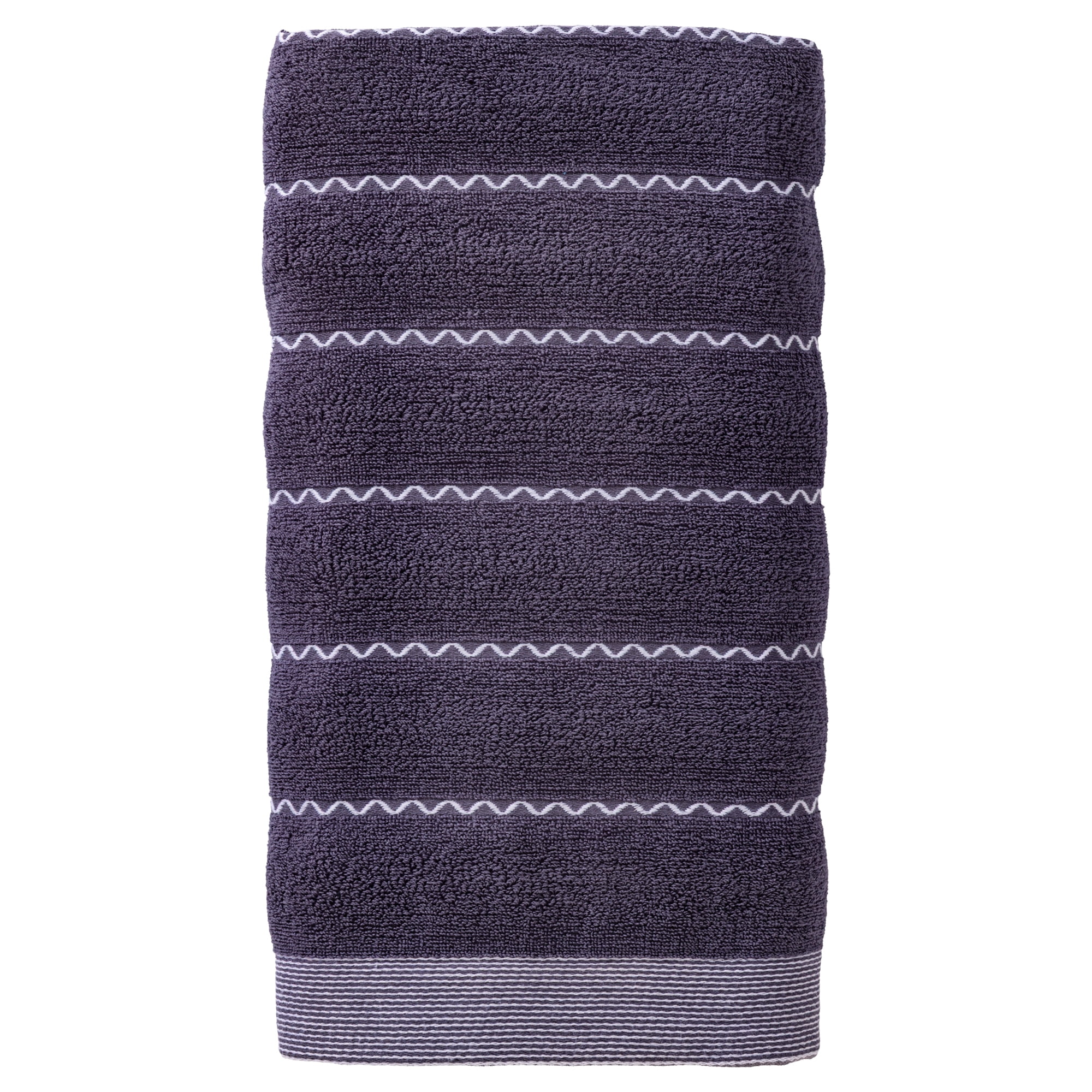 Unique Bargains Ultra Soft Highly Absorbent Cotton Stripe Bath Towel Blue 55" x 28"