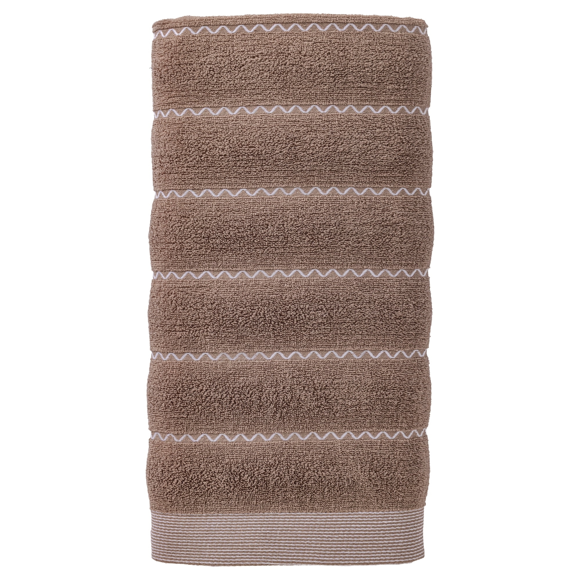 Unique Bargains Ultra Soft Highly Absorbent Cotton Stripe Bath Towel Grey 55" x 28"