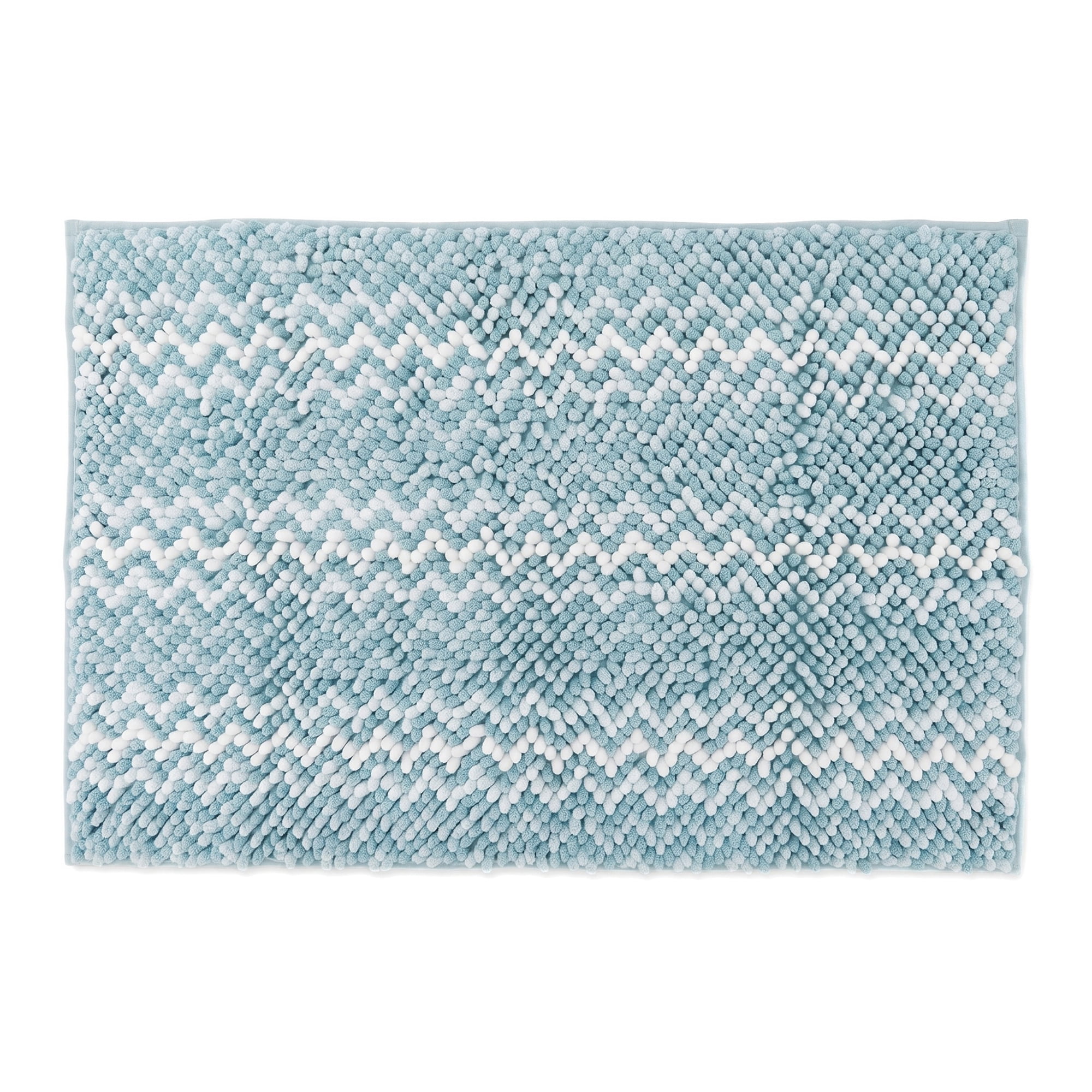 Unique Bargains Ultra Soft Non Slip Machine Washable Chenille Bath Mat Blue 24" x 16"