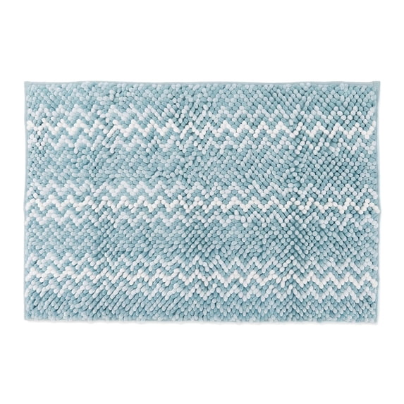 Unique Bargains Ultra Soft Non Slip Machine Washable Chenille Bath Mat Blue 32" x 20"
