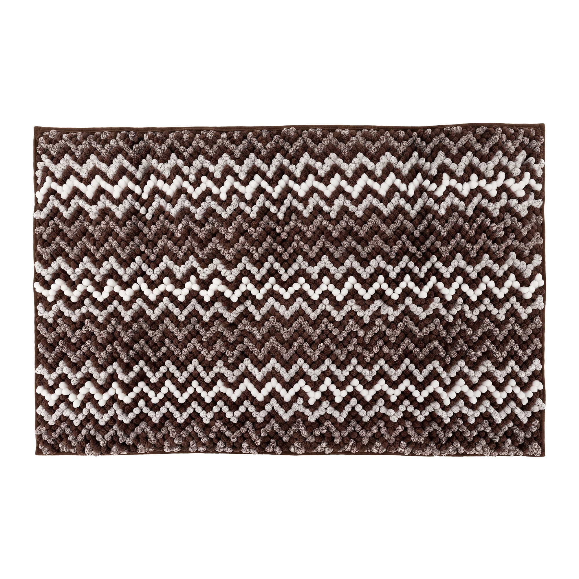 Unique Bargains Ultra Soft Non Slip Machine Washable Chenille Bath Mat Brown 24" x 16"