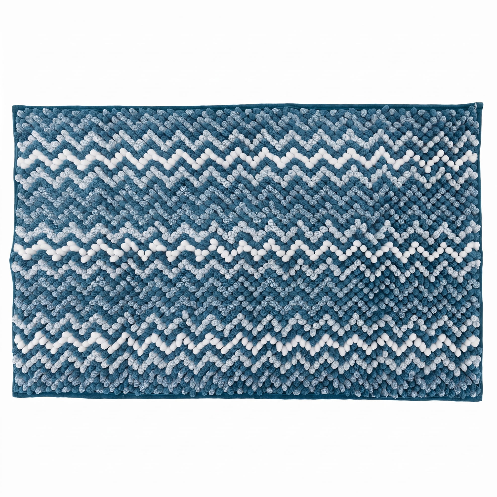 Unique Bargains Ultra Soft Non Slip Machine Washable Chenille Bath Mat Dark Blue 24" x 16"