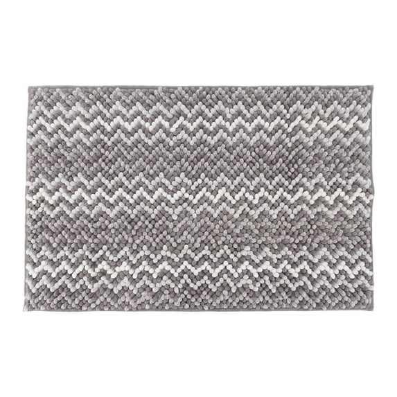 Unique Bargains Ultra Soft Non Slip Machine Washable Chenille Bath Mat Grey 24" x 16"