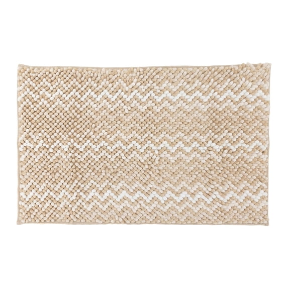 Unique Bargains Ultra Soft Non Slip Machine Washable Chenille Bath Mat Khaki 24" x 16"