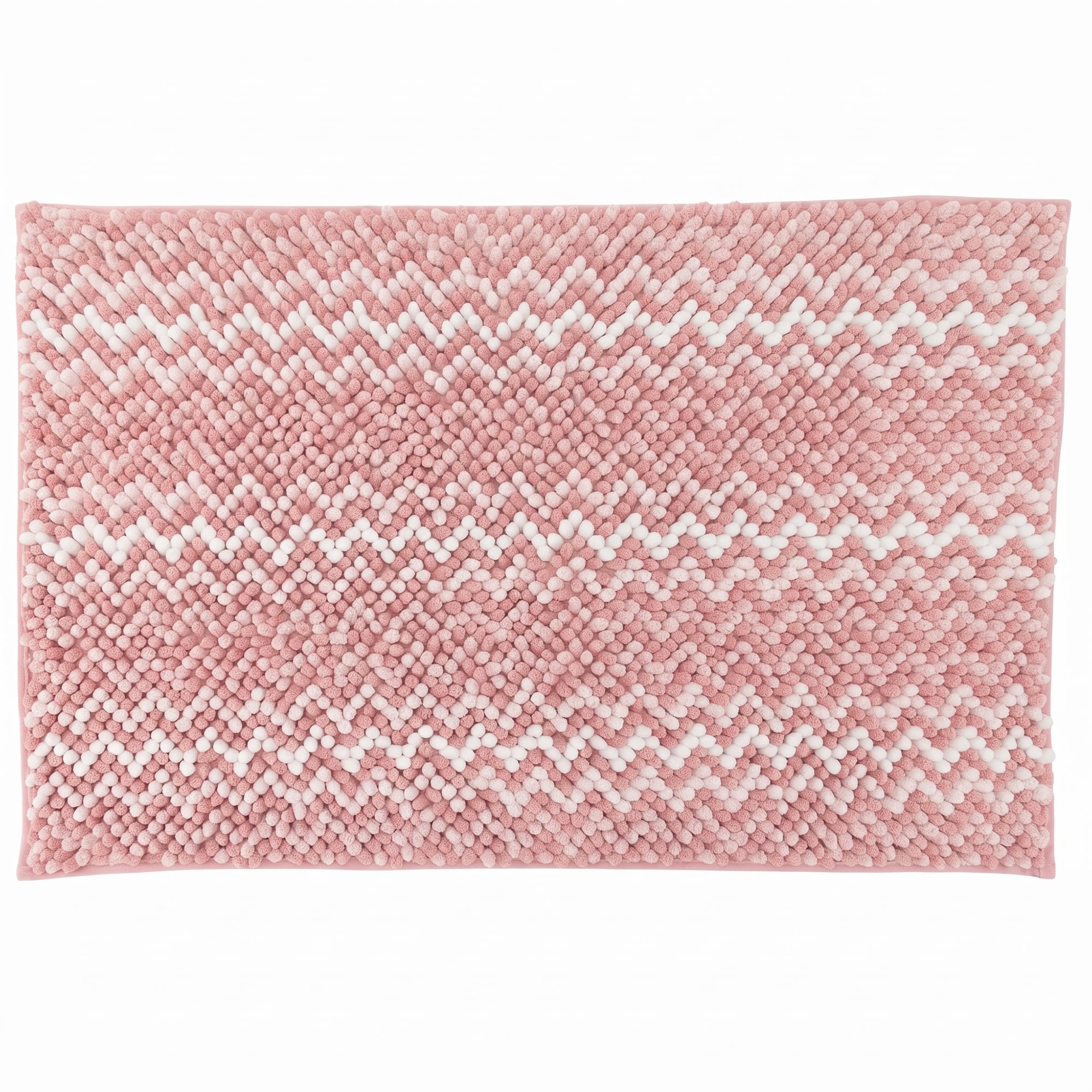 Unique Bargains Ultra Soft Non Slip Machine Washable Chenille Bath Mat Pink 32" x 20"