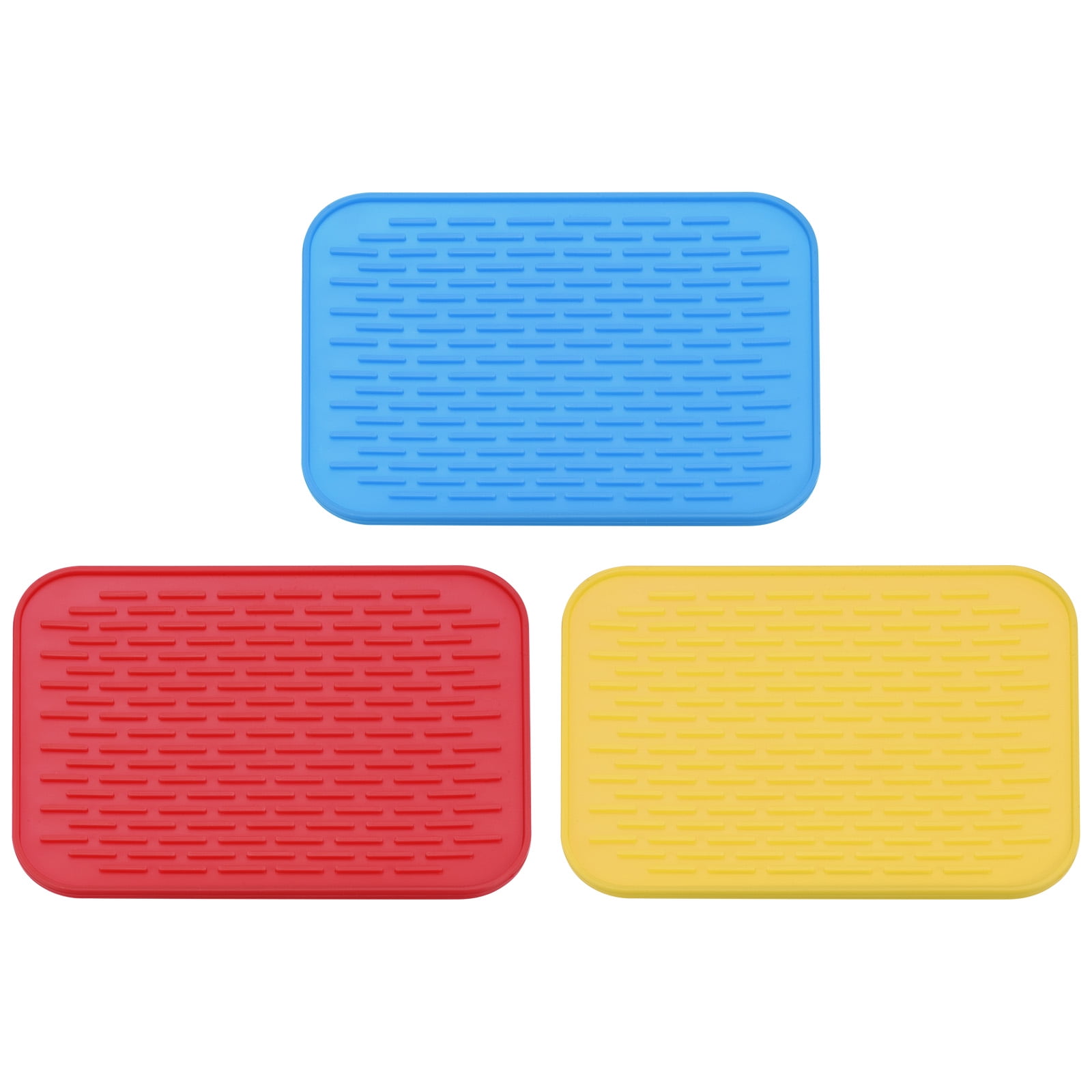 Unique Bargains Kitchen Silicone Dish Drying Mat Set Under Sink Drain Pad  Heat Resistant Yellow 8.5 x 6 x 0.24 inch