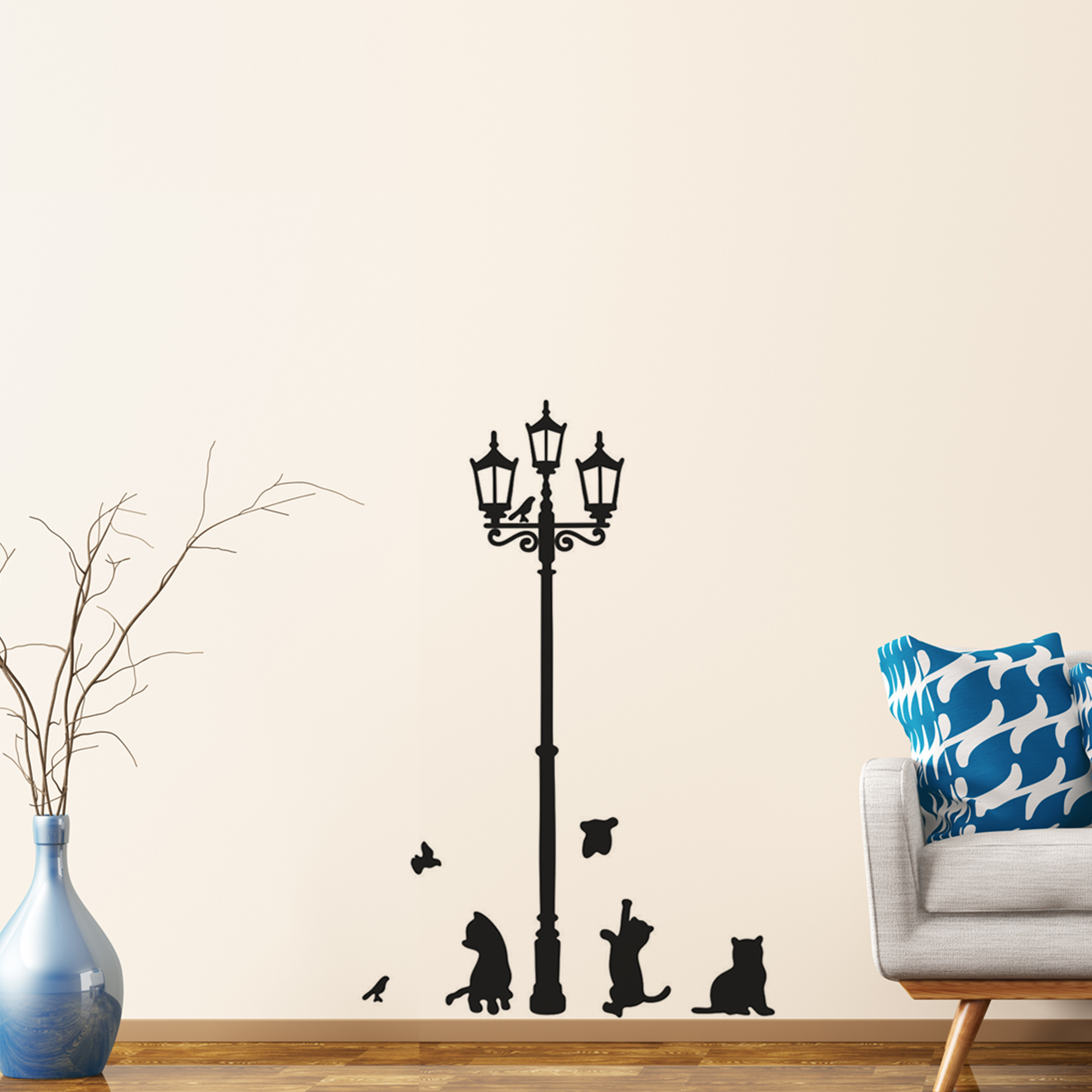 Unique Bargains Under the Street Lantern Design Removable Peel and